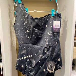 NWT Averie Stella Black  Scalloped One Piece Swimsuit, Size L